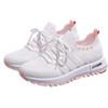 Fábrica de Origen Nuevos Zapatos Blancos Transpirables de Tejido Volador de Verano para Mujer con Cordones Frontales Zapatos Casuales Zapatillas Deportivas para Correr para Mujer
