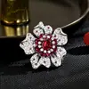 Guofeng Flor Elegante Fivela Magnética Luxo Leve Versátil Vermelho Pedra Vermelha Blazer de Terno Feminino Flor Sem Marcas Acessórios de Corsage