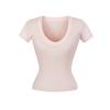 Primavera 2025 Nueva Elegante Casual Spice Girl Sexy Cuello U Lana Ajustada Manga Corta Camiseta Estilo Francés