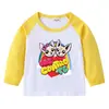 2023 Novo Transfronteiriço Primavera e Outono Camiseta Infantil Gola Redonda Desenho Animado Manga Longa Top Camiseta Básica Meninos e Meninas Bebê Algodão Camiseta