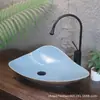 Lavatório de cerâmica de bancada para pátio vintage externo, lavatório de cerâmica para jardim de vila, lavatório para varanda externa