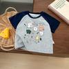 Camiseta de Manga Curta para Meninos de Verão Infantil Fina Estampada com Desenhos Top Casual para Bebê Nova Rula Infantil de Meia-manga