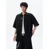 Nueva Camisa de Manga Corta Estilo Chino para Hombre, Top de Media Manga de Verano, Marca de Moda de Seda Helada con Bordado Floral, Corte Holgado Oversize con Efecto de Caída