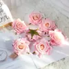 Rosa Vermelha Flor Artificial Cabeças de Flor Mini Cerimônia de Casamento Decoração de Casamento Decoração de Carro de Casamento Flor de Seda Artificial Lapela Fabricante Atacado