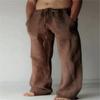 Pantalones casuales holgados de lino y algodón elástico con cordón para hombre, nuevos de Amazon europeo y americano