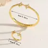 Pulsera Abierta y Anillo de Lujo Ligero con Diamantes Completos de Venta Caliente Transfronteriza con Circonita, Diseño de Nicho, Joyería de Moda Transfronteriza