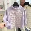 Jaqueta de Algodão Infantil, Dupla Camada, para Meninos e Meninas, Camada Interna, Nova para Outono e Inverno, Leve, Uniforme Escolar, Top Casual