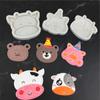 Topper de Festa Cartoon Vaca Leitão Cabeça de Ursinho Molde de Silicone para Chocolate DIY Decoração de Gesso Dobrável para Bolo
