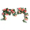 Simulação Rosa Flor Falsa Videira Pendurada na Parede Enrolamento Ar Condicionado Tubulação de Água Abrigo Decoração Sala de Estar Teto Plantas de Plástico