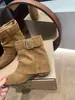 Botines elegantes de estilo retro para mujer, nueva colección otoño 2026, tacón grueso, estilizan, botas de moda juvenil en color caqui