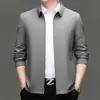 Nueva Chaqueta de Hombre para Primavera y Otoño Ropa de Trabajo Ejecutiva Funcionario Negocios Clásica Cuello Solapa Chaqueta de Seda de Leche