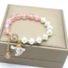 Pulsera de Cristal con Explosión de Dibujos Animados y Perlas Artificiales, Pulsera de Perlas Tejidas a Mano con Dibujo de Perro de Canela para Estudiantes, Regalo para Mejor Amiga