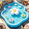Alberca inflable con carpa, diseño de caricatura, para niños y adultos, tina de natación exterior de PVC engrosado con tobogán
