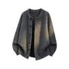 Suéter Cardigan de Marca da Moda Outono Inverno Casual Solto Plus Size Masculino Gola Redonda Peça de Roupa Exterior Quente Tricô Liso Top