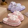 Pantuflas de Algodón 2026 con Lazo para Mujer en Invierno, Engrosadas, Cálidas, Antideslizantes, de Suela Gruesa, Lindas Pantuflas de Hogar para Pareja, Zapatos de Maternidad