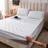 Sábana bajera acolchada de color liso para colchón de casa, pieza única, engrosada, tela cepillada, cobertura total, antideslizante, transpirable, para todas las estaciones
