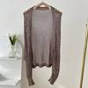 Verão Novo Malha Gelo Silk Xale Feminino Estilo Coreano All-match Cor Sólida Oco Ar-condicionado Quarto Decoração Exterior Manga Xale