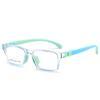 Venta Directa de Fábrica Lentes Cuadrados para Niños de Silicona Suave Bicolor con Lente Plana Marco Transparente Ligero Cómodo