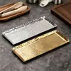 Bandejas de servir de aço inoxidável transfronteiriças, pratos de buffet, pratos para restaurante de hot pot, pratos para churrasco, pratos de bolo, bandejas retangulares marteladas