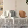 Silla de Comedor Color Crema para Uso Doméstico, Moderna de Lujo Ligero Minimalista para Comedor, Silla de Maquillaje Nórdica Acolchada Suave con Respaldo, Taburete de Computadora para Hotel