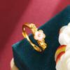 Novo anel de flor rosa de luxo dourado areia de verão, dura muito tempo, não desbota, acessórios de cobre banhados a ouro Yiwu atacado