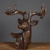 Artesanías de Cabeza de Ciervo de Cobre Puro al por Mayor, Piezas de Decoración para el Hogar, Decoración Interior de Concha de Cuero Estilo Antiguo, Regalos para Estrenar Casa, Artesanías de Escultura de Cobre