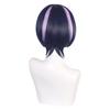 [Lingqi] Genshin Impact Inazuma Guo Honkai Skirmisher Cos Peluca Cuero Cabelludo Simulado Reflejos Cabello Falso Peluca Gris Azul