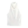Atacado Fabricante de Roupas Femininas Transfronteiriço 2025 Nova Moda Feminina Estilo Europeu e Americano Top Sexy de Cetim com Amarração no Pescoço