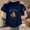 Ropa de Maternidad Talla Grande Blanca Hombro Normal Manga Corta Tipo Algodón para Mujer 2024 Nuevo Top Pequeño Dulce Picante Top Pequeño Verano