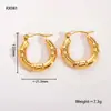 Amazon Wholesale Europeo y Americano Acero Inoxidable 18K Diseño Geométrico Hoja Hueca Pendientes de Alta Gama Personalizados No Alergénicos