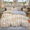 Nuevo juego de cuatro piezas jacquard teñido en hilo de alto peso, estilo simple y fresco, ropa de cama estilo princesa de lujo ligero
