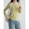Camiseta de Manga Larga con Cuello Redondo de Gama Media GemingDesigned, Nueva para Otoño, Estilo Coreano para Viajar, Mujer S2081F
