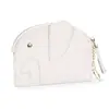 Bolsa para Monedas de Piel de Vaca de Primera Capa para Mujer, Bolso Mini Corto, Llavero de Elefante Japonés Lindo, Ultra Delgado, Bolsa para Monedas, Piel Genuina