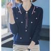 NUNBAI Prendas de Punto Primavera y Otoño Mamá de Mediana Edad Conjunto de Otoño Estilo Occidental Holgado Versátil Suéter Base de Manga Larga para Mujer