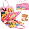 Bolsa de feltro transfronteiriça nova e movimentada para ensinar crianças a se vestirem, bolsa de mão, brinquedo de educação infantil Montessori, quadro de atividades