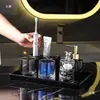 Juego de Tazas para Enjuague Bucal Combinación Taza para Lavar Portacepillos de Dientes Cerámica Portacepillos de Dientes Eléctricos Set Hogar Nórdico Lujo Ligero