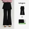 Calça-Saia Flare Slim Fit Infantil Pudding Haru 2026 Nova Coleção Primavera e Outono Calça Casual Estilo Americano Falsa Peça Dupla