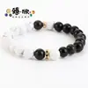 TEMU estilo explosivo transfronteiriço pedra natural pedra de pinho pulseira de contas bicolor moda simples alta qualidade versátil cordão de mão atacado