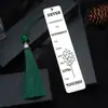 Marcador de página de metal em aço inoxidável com pingente de franja novo transfronteiriço presente de agradecimento para o Dia do Professor gravação a laser