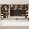 Móvel de TV Sob Medida para Sala de Estar, Estante Integrada de Parede Inteira, Estante de Livros, Armário de Armazenamento