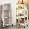 Carrinho Pequeno Dobrável de Armazenamento Sem Instalação Prateleira de Armazenamento para Cozinha Banheiro Banheiro Prateleira Móvel de Chão para Lanches e Diversos
