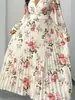 Comercio exterior transfronterizo europeo y americano talla grande otoño 2026 nuevo elegante vestido de longitud media con estampado floral y cuello en V