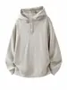 Sudadera con Capucha de Cuello Retro Henry para Hombre, Nueva Chaqueta Holgada Casual de Estilo Perezoso con Aspecto de Tejido para Primavera y Otoño