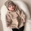Inverno 2022 Novo Simples Versátil para Bebê com Forro de Lã Capuz Letra Camiseta Roupa de Escalada Infantil Casual Pulôver