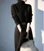 Vestido Jersey de Mujer Estilo Coreano Fresco para Mujer 2025 Otoño e Invierno Nueva Moda Falda de Punto de Cuello Alto