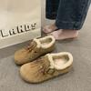 Zapatos para Mujer Tallas Grandes 41 a 43 Zapatos Birkenstock Mujer Otoño e Invierno Nuevos Zapatos Peludos Pies Anchos y Gruesos Planos Doudou Zapatos de Algodón para Maternidad