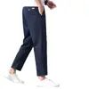 Pantalones casuales cropped para hombre, nuevo estilo primavera y otoño, pantalones rectos holgados para personas menudas, pantalones de vestir de 9 puntos, nuevo modelo 2026