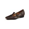Zapatos Mary Jane de Otoño 2024 de Piel de Oveja Texturizada con Flores Retro Artísticas, Tacón Bajo Grueso, Punta Cuadrada, de Cuero Completo para Mujer