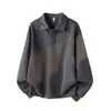 Muxi Roupa Outono Inverno Básico Versátil Retrô Casual Esportivo Camisa POLO Solta Ombro Caído Estilo Casal Top