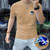 Moda masculina algodão mercerizado gola redonda manga curta primavera e verão nova carta pesada bonito tendência fina camiseta fina